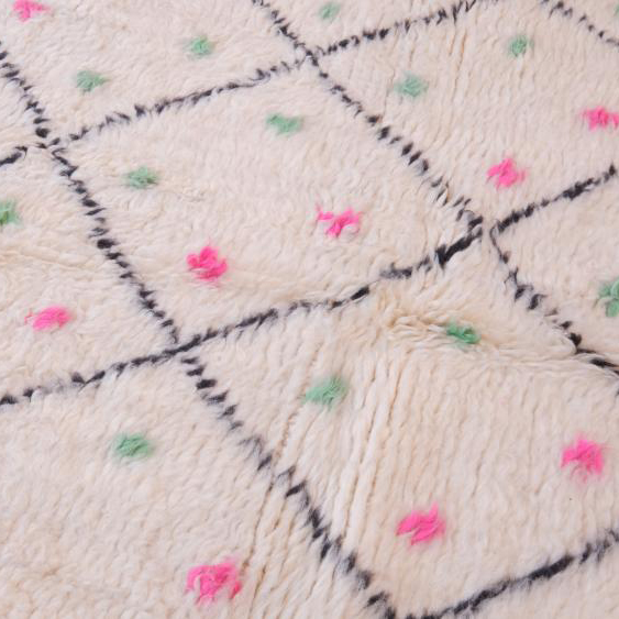 Moroccan custom rug from Beni Ourain, Wool and Thread, Colorful
