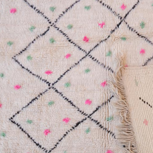 Moroccan custom rug from Beni Ourain, Wool and Thread, Colorful