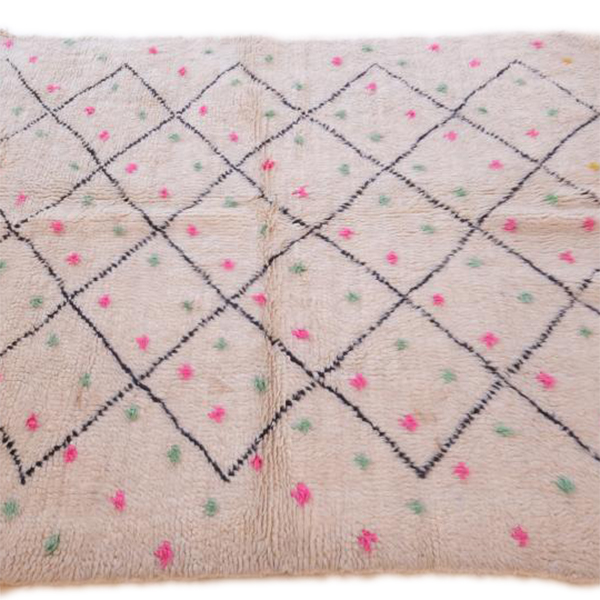 Moroccan custom rug from Beni Ourain, Wool and Thread, Colorful