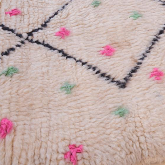 Moroccan custom rug from Beni Ourain, Wool and Thread, Colorful