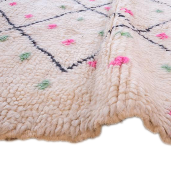 Moroccan custom rug from Beni Ourain, Wool and Thread, Colorful