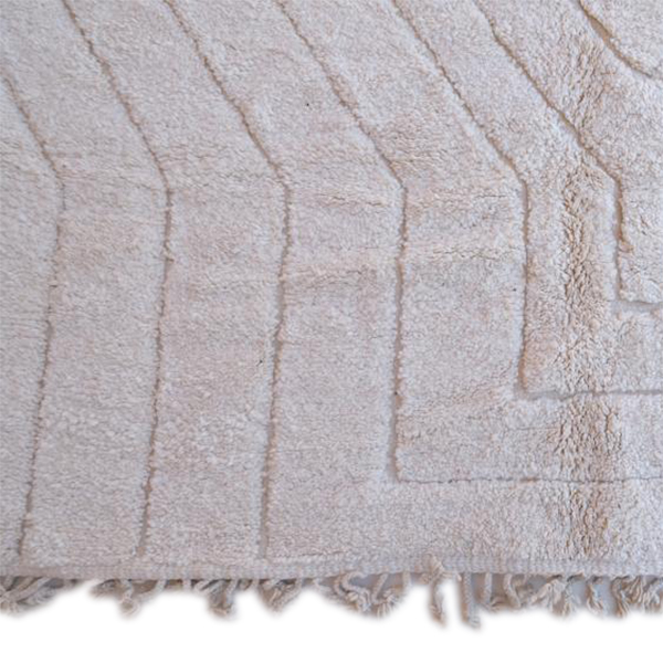 Moroccan custom rug from Beni Ourain, Wool and Thread, White