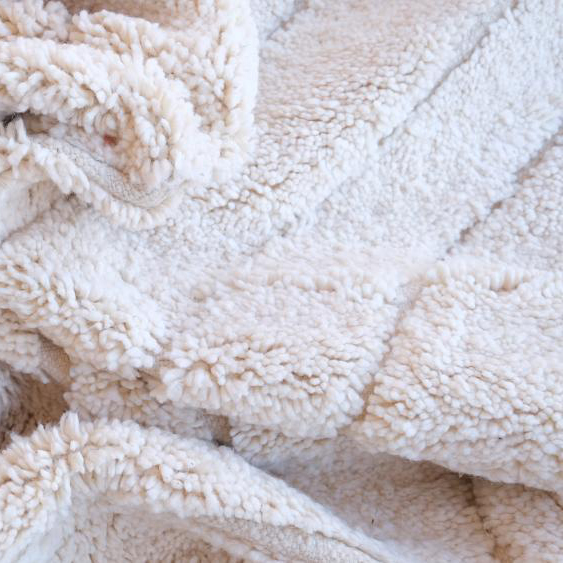 Moroccan custom rug from Beni Ourain, Wool and Thread, White