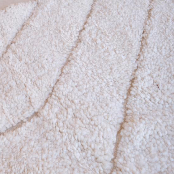 Moroccan custom rug from Beni Ourain, Wool and Thread, White