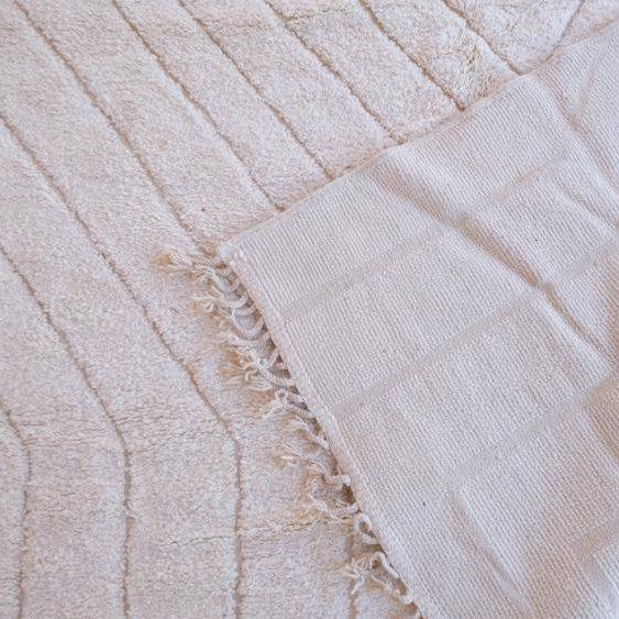 Moroccan custom rug from Beni Ourain, Wool and Thread, White