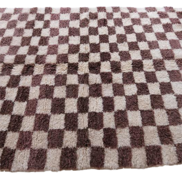 Moroccan custom rug from Beni Ourain, Wool and Thread, Brown