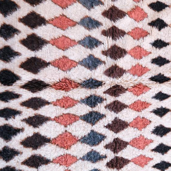 Moroccan custom rug from Beni Ourain, Wool and Thread, White