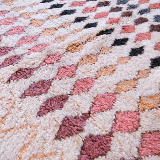 Moroccan custom rug from Beni Ourain, Wool and Thread, White