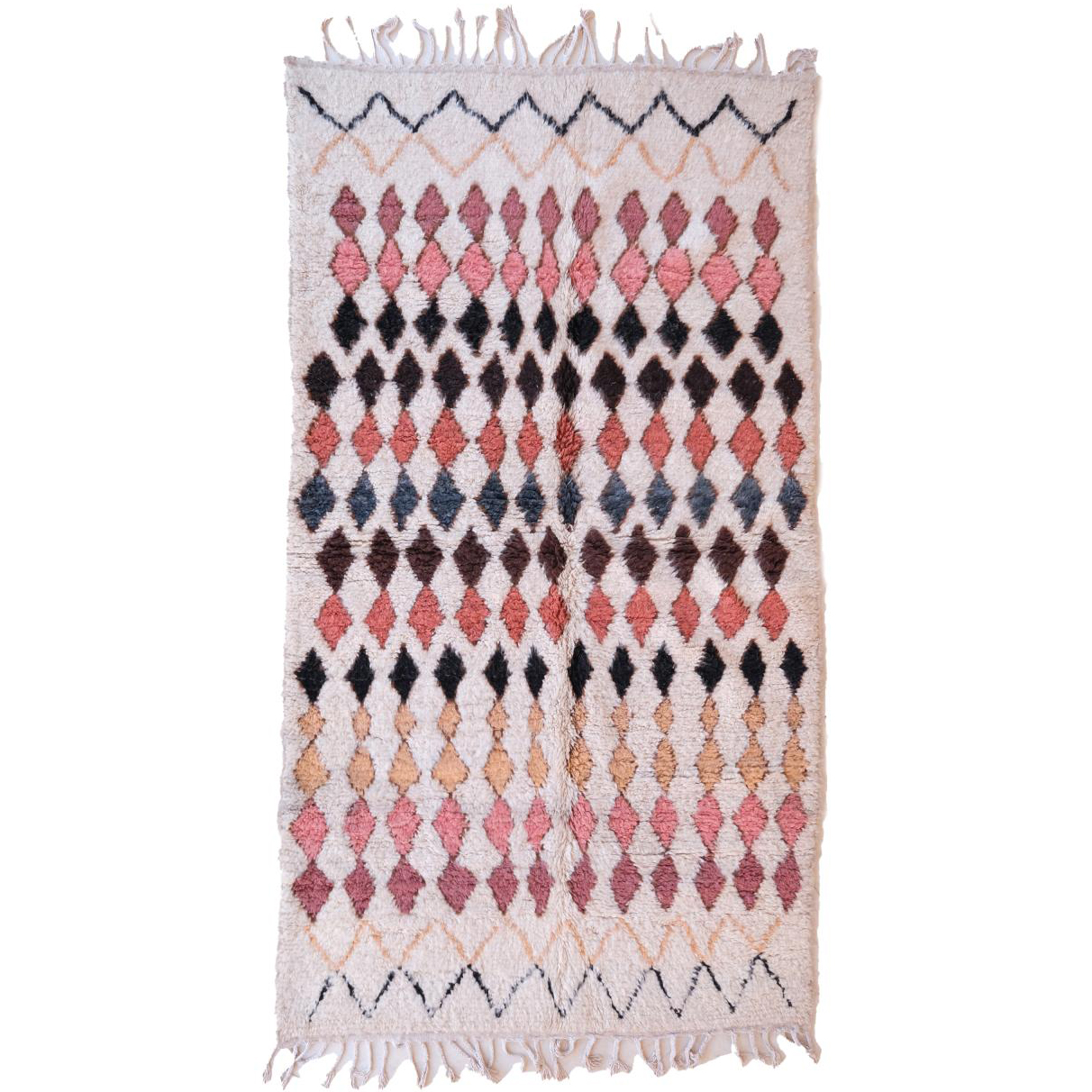 Moroccan custom rug from Beni Ourain, Wool and Thread, White