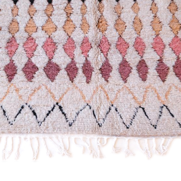 Moroccan custom rug from Beni Ourain, Wool and Thread, White