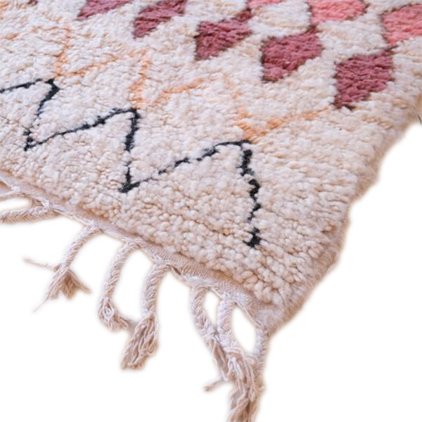 Moroccan custom rug from Beni Ourain, Wool and Thread, White