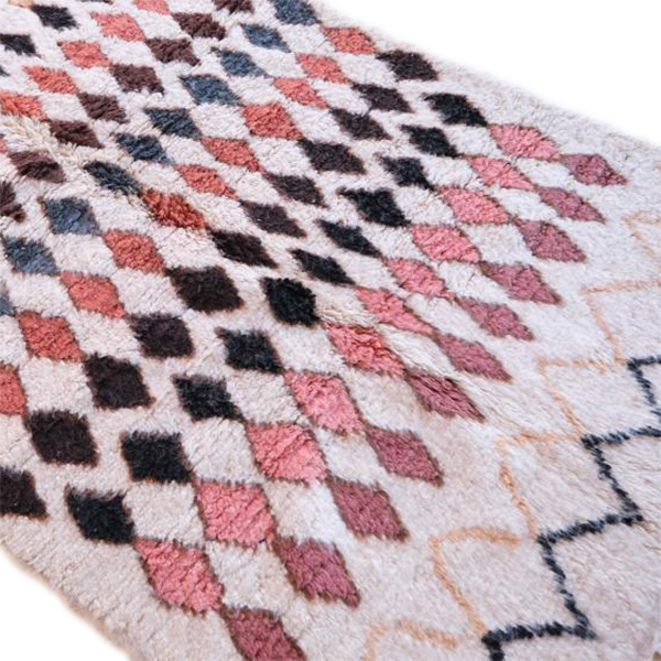 Moroccan custom rug from Beni Ourain, Wool and Thread, White