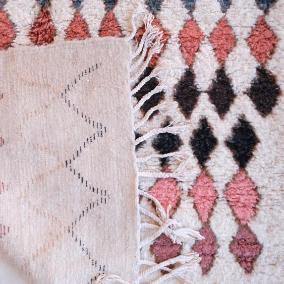 Moroccan custom rug from Beni Ourain, Wool and Thread, White