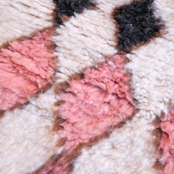 Moroccan custom rug from Beni Ourain, Wool and Thread, White