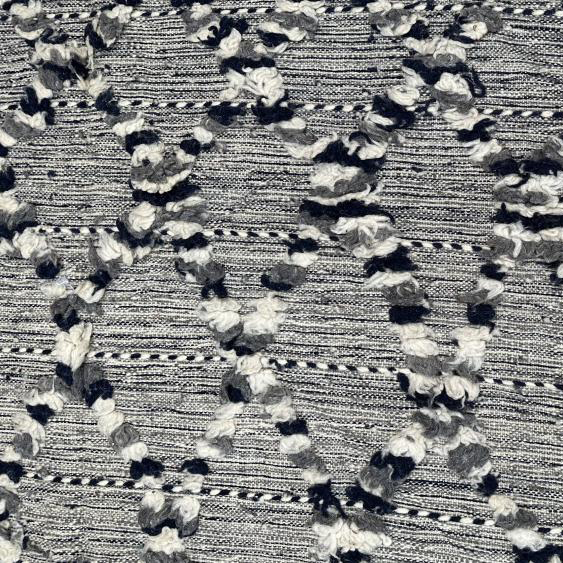Moroccan custom rug from Beni Ourain, Wool and Thread, black and white