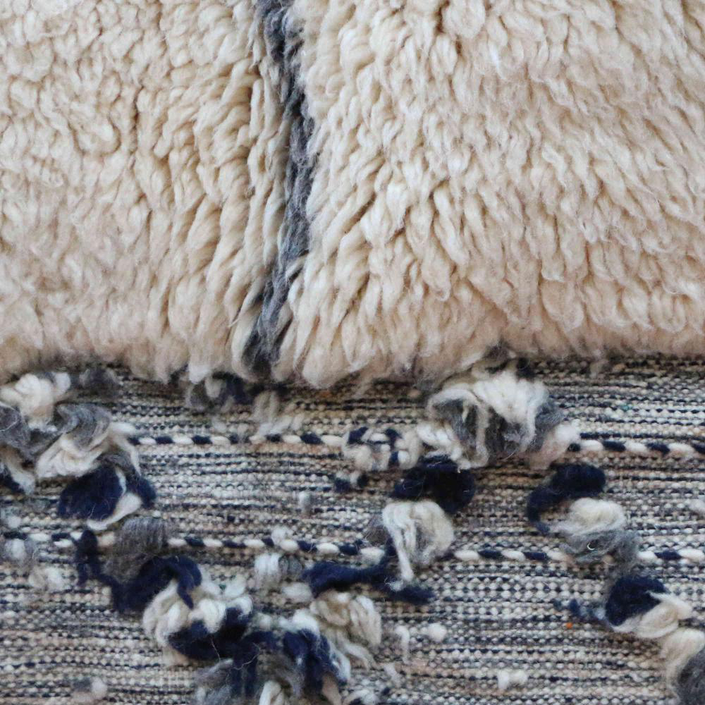 Moroccan custom rug from Beni Ourain, Wool and Thread, black and white