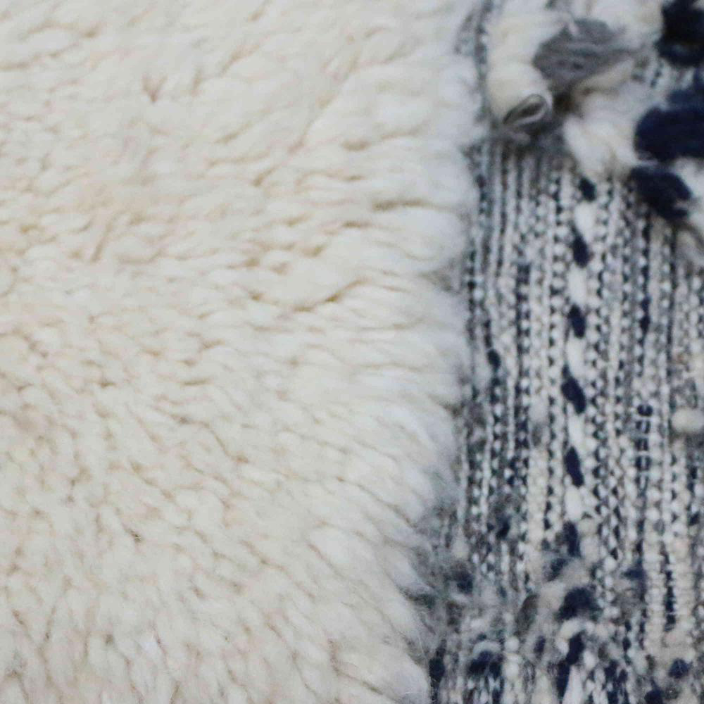 Moroccan custom rug from Beni Ourain, Wool and Thread, black and white