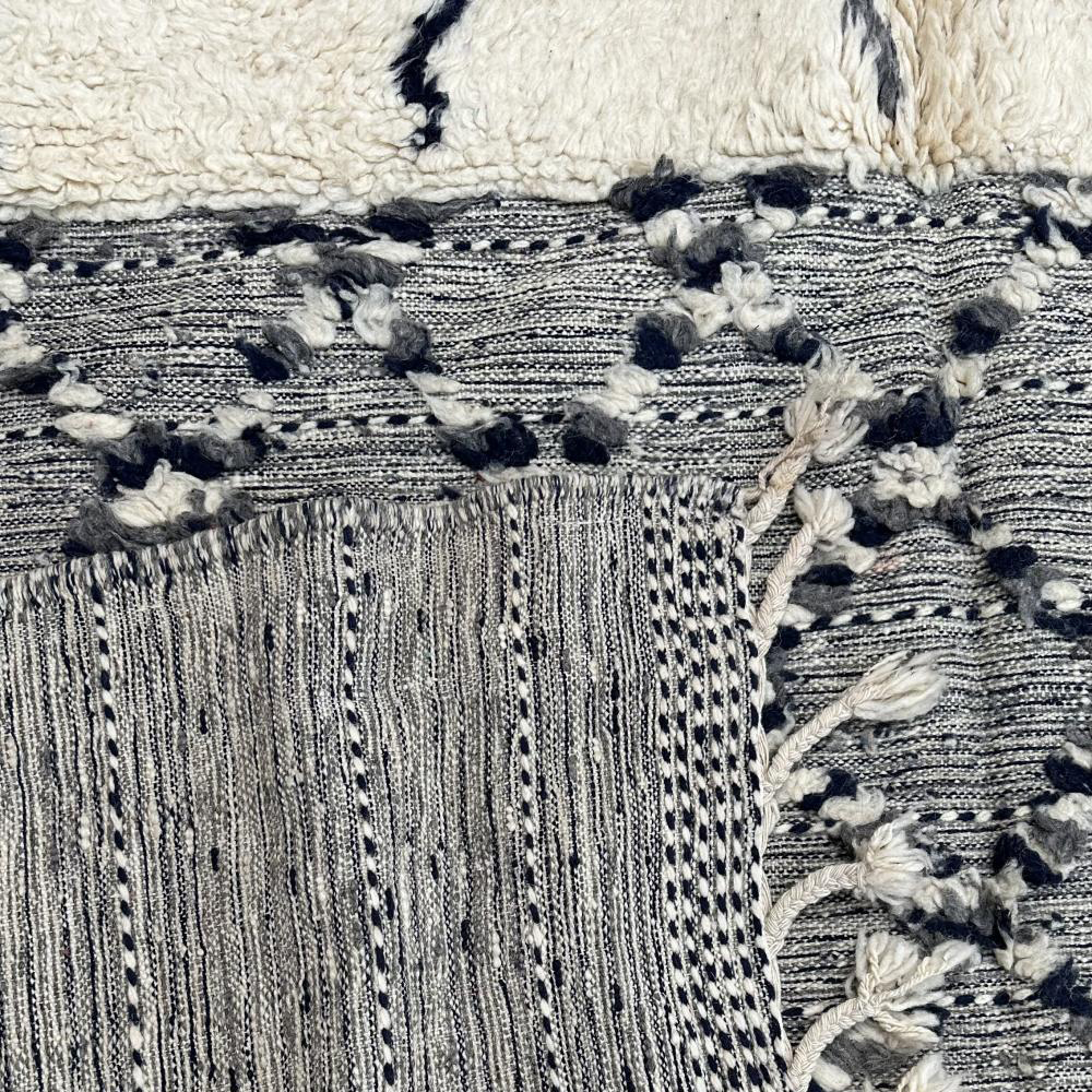Moroccan custom rug from Beni Ourain, Wool and Thread, black and white