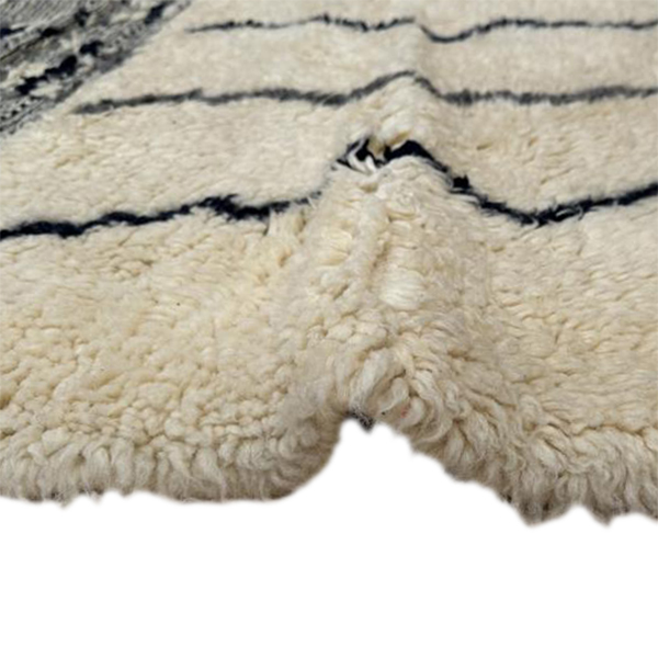 Moroccan custom rug from Beni Ourain, Wool and Thread, black and white
