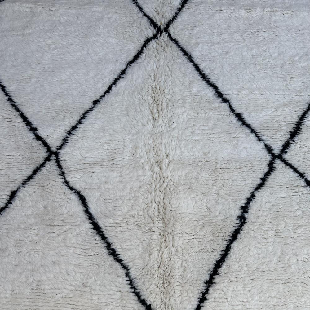 Moroccan custom rug from Beni Ourain, Wool and Thread, White