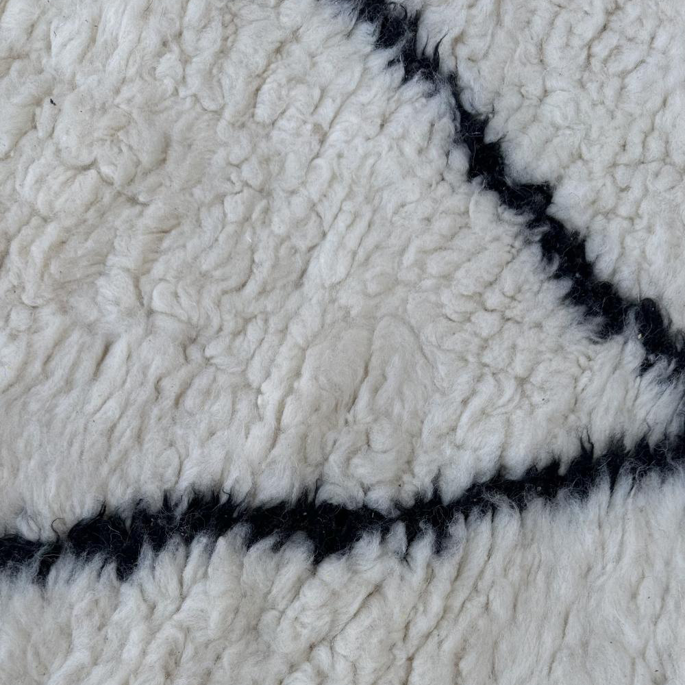 Moroccan custom rug from Beni Ourain, Wool and Thread, White