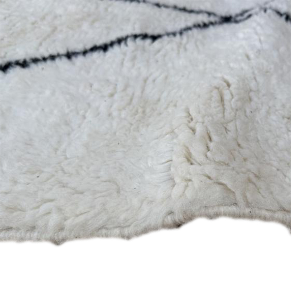 Moroccan custom rug from Beni Ourain, Wool and Thread, White