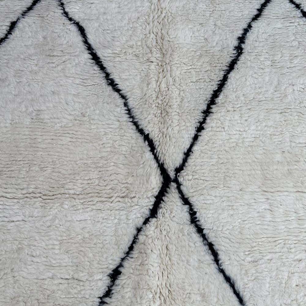 Moroccan custom rug from Beni Ourain, Wool and Thread, White