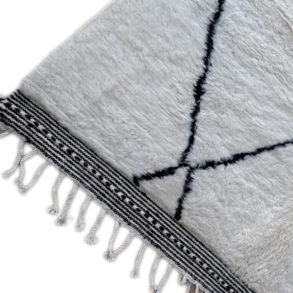 Moroccan custom rug from Beni Ourain, Wool and Thread, White