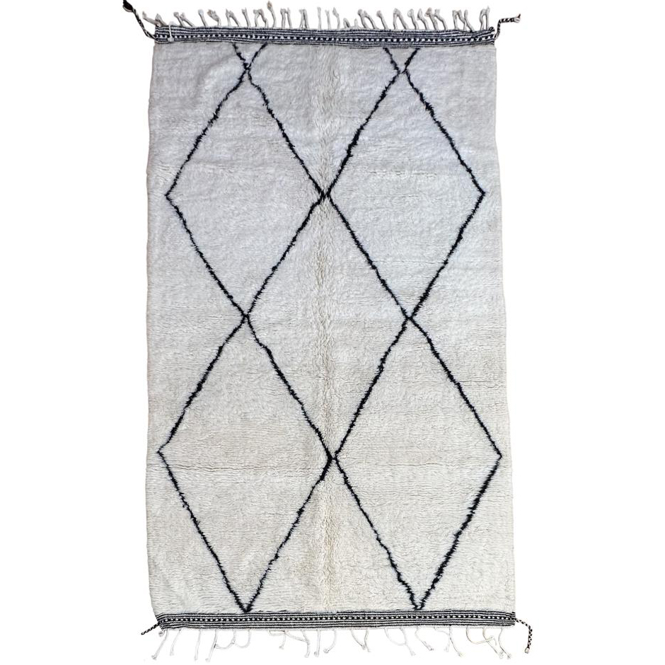 Moroccan custom rug from Beni Ourain, Wool and Thread, White