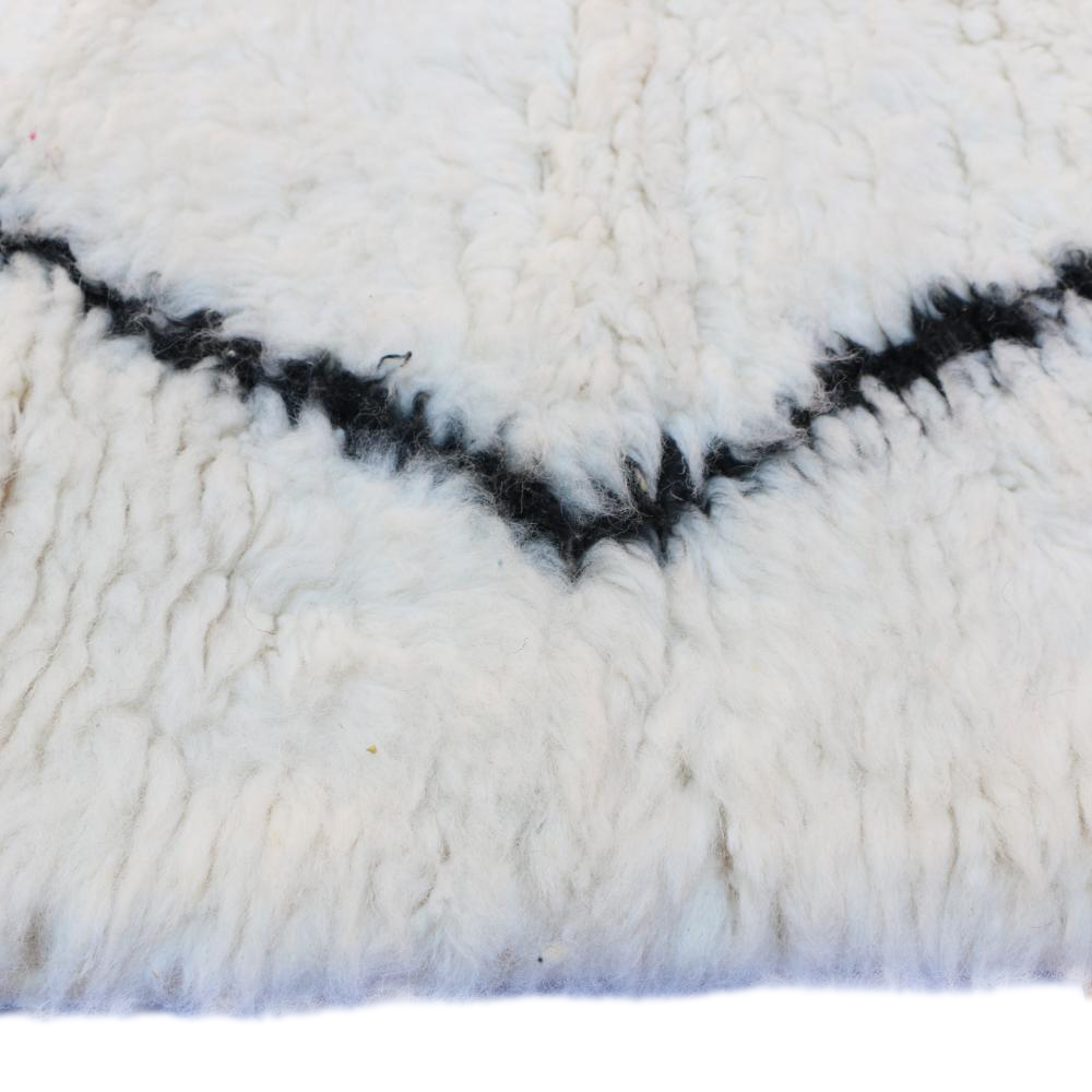 Moroccan custom rug from Beni Ourain, Wool and Thread, White