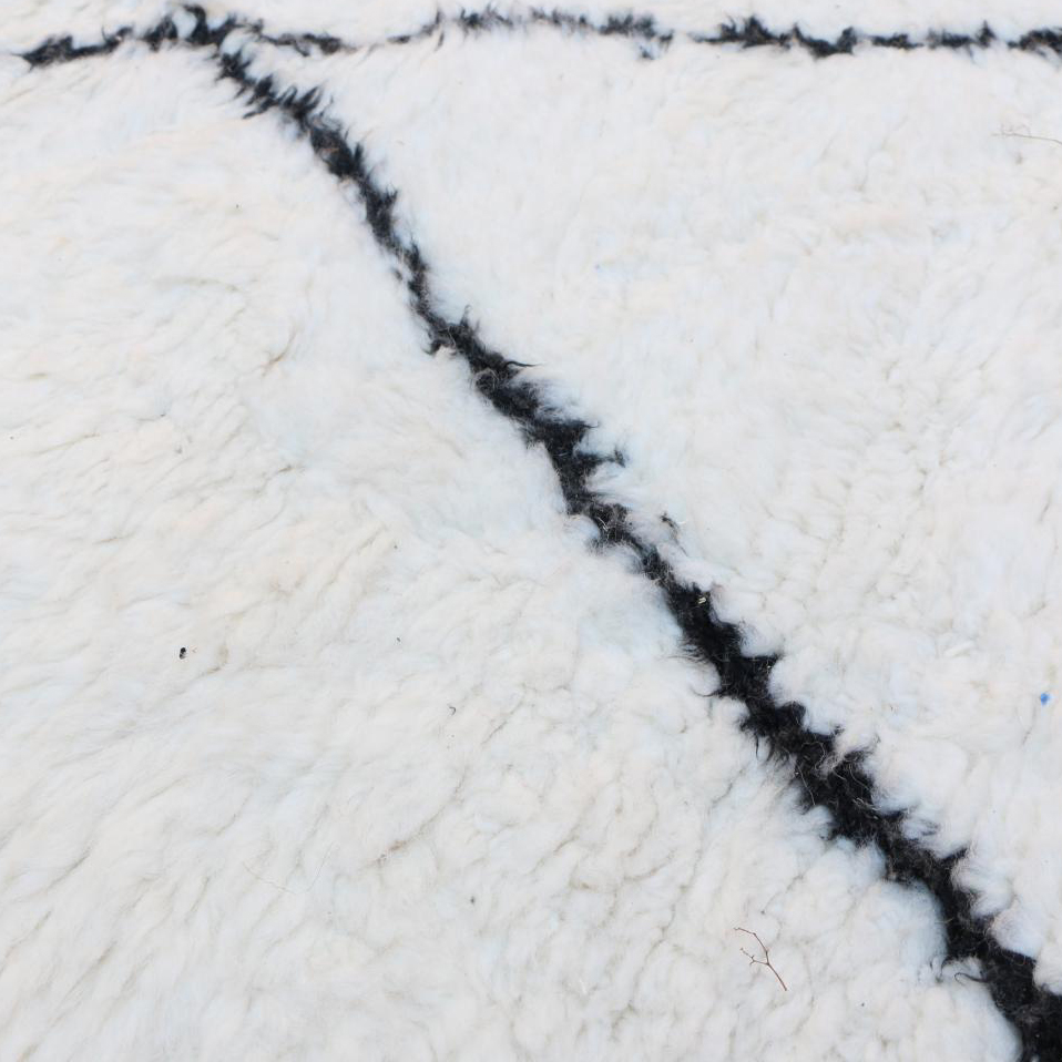Moroccan custom rug from Beni Ourain, Wool and Thread, White