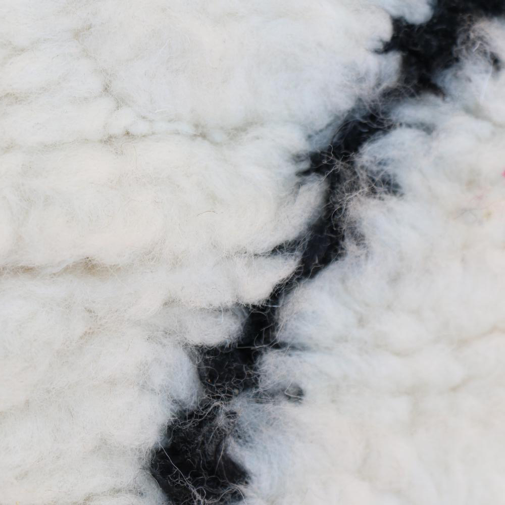 Moroccan custom rug from Beni Ourain, Wool and Thread, White