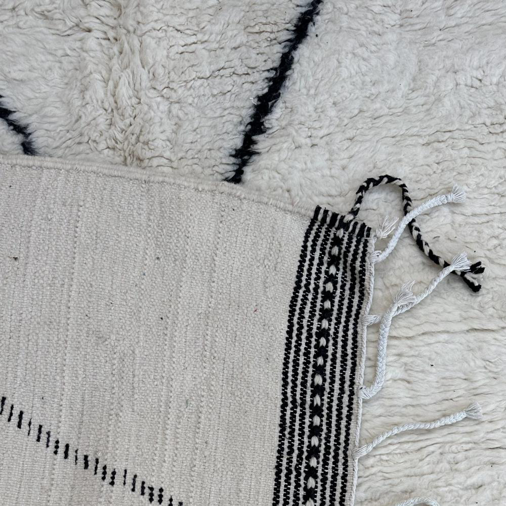 Moroccan custom rug from Beni Ourain, Wool and Thread, White