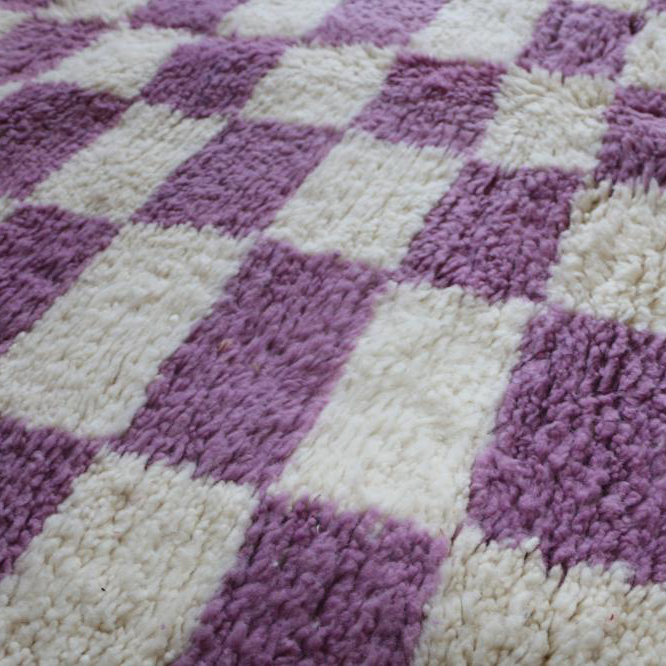Moroccan custom rug from Beni Ourain, Wool and Thread, Purple