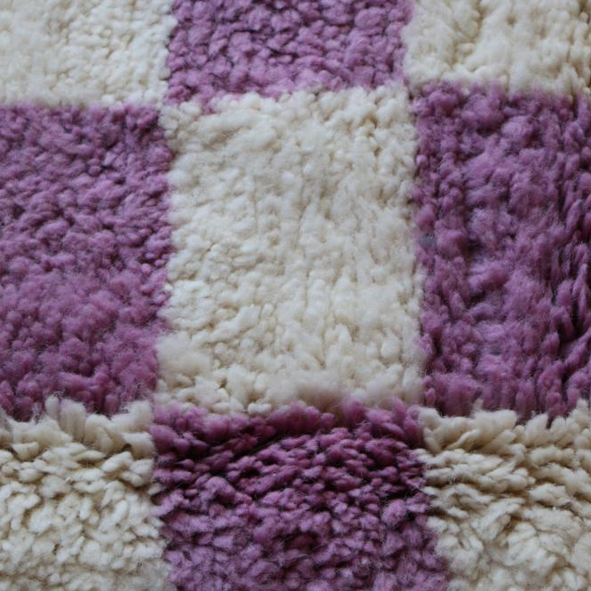 Moroccan custom rug from Beni Ourain, Wool and Thread, Purple