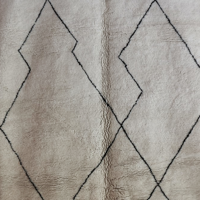 Moroccan custom rug from Beni Ourain, Wool and Thread, Off-white