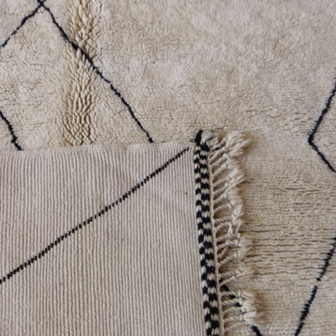Moroccan custom rug from Beni Ourain, Wool and Thread, Off-white