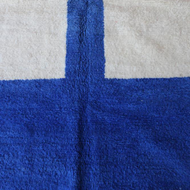 Moroccan custom rug from Beni Ourain, Wool and Thread, White