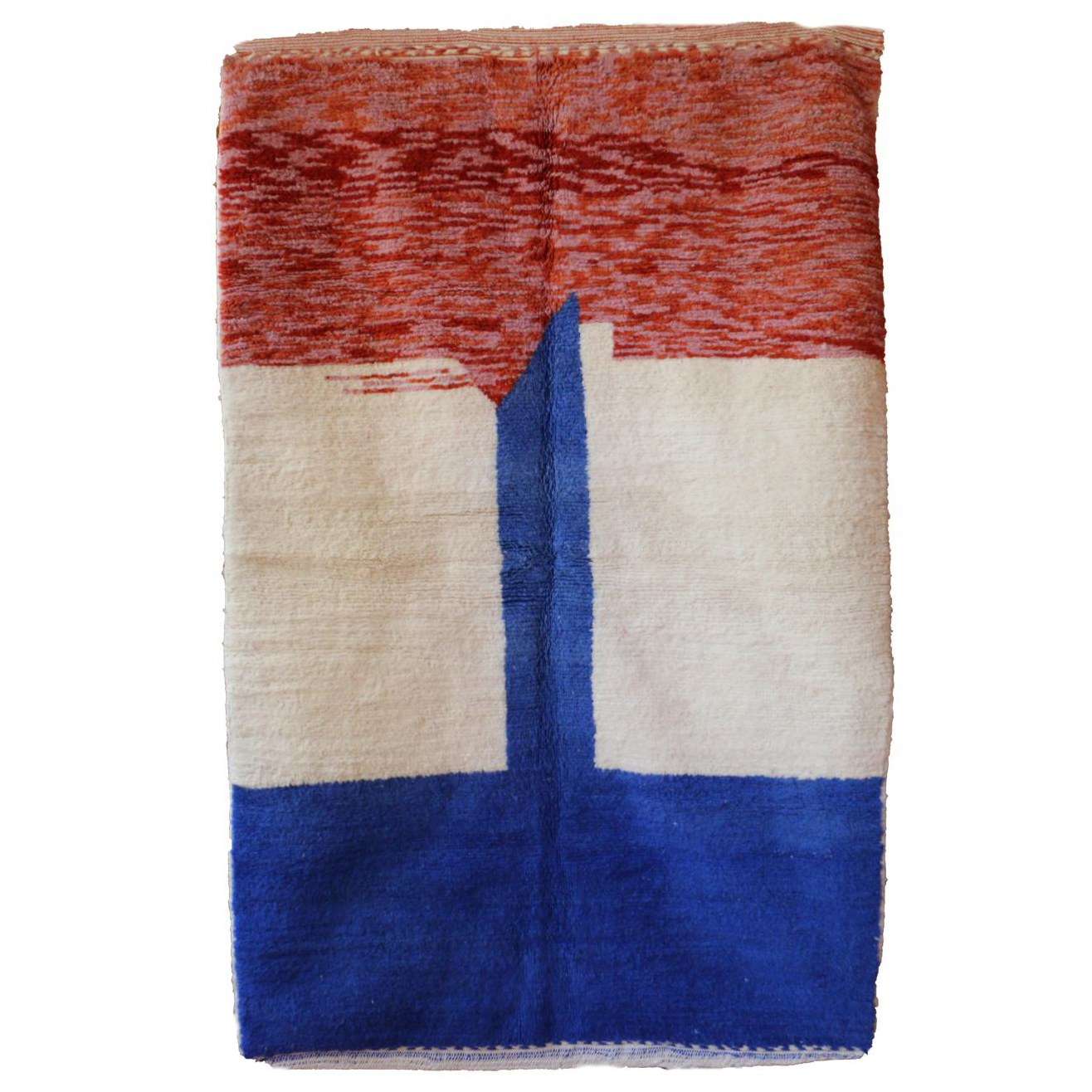 Moroccan custom rug from Beni Ourain, Wool and Thread, White