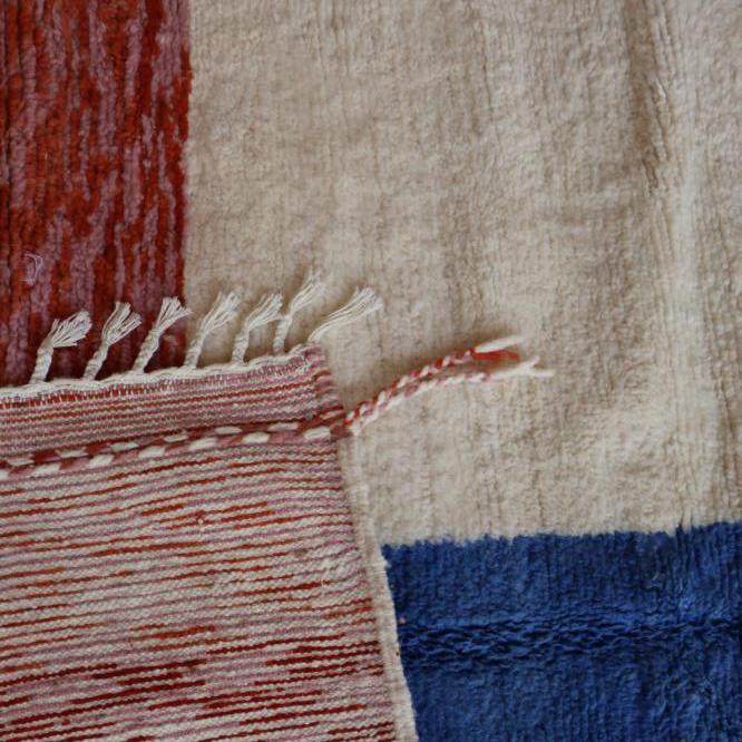 Moroccan custom rug from Beni Ourain, Wool and Thread, White