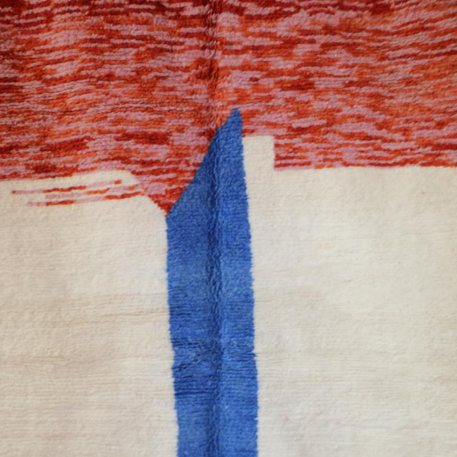 Moroccan custom rug from Beni Ourain, Wool and Thread, White