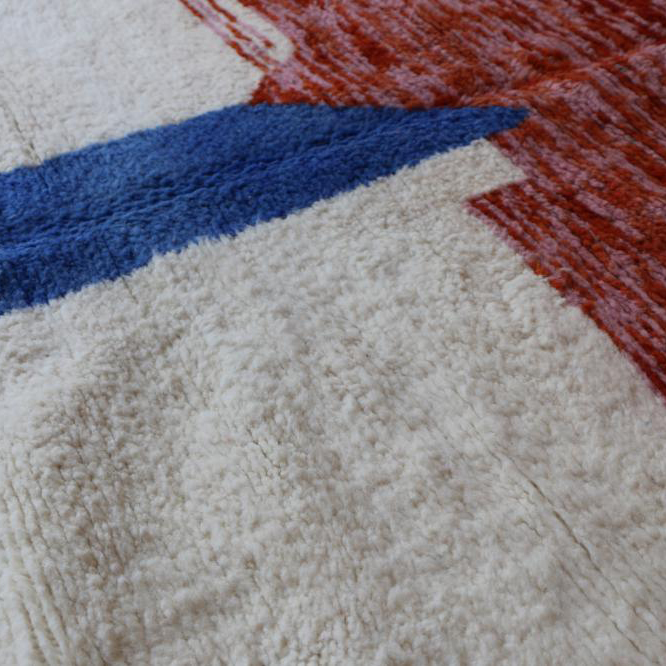 Moroccan custom rug from Beni Ourain, Wool and Thread, White