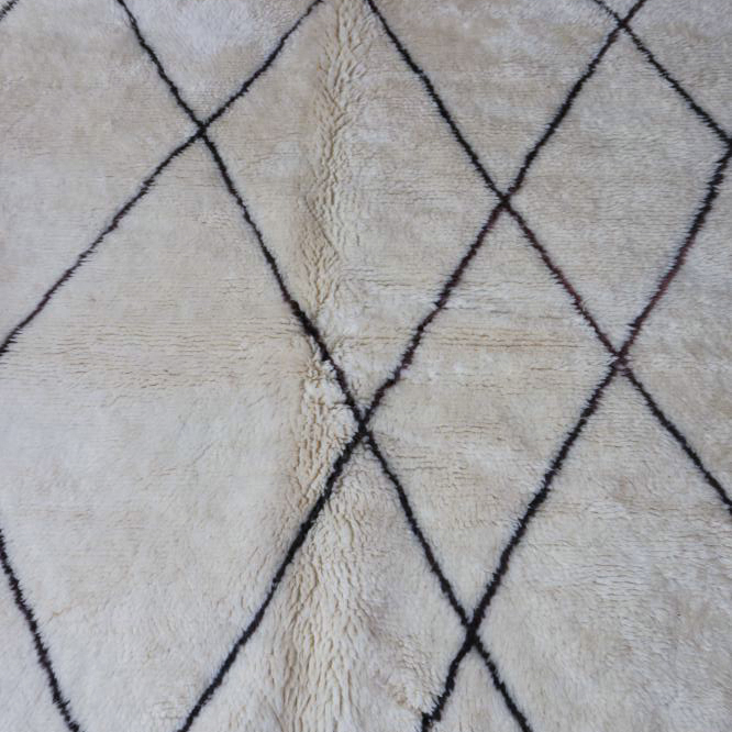 Moroccan custom rug from Beni Ourain, Wool and Thread, black and white