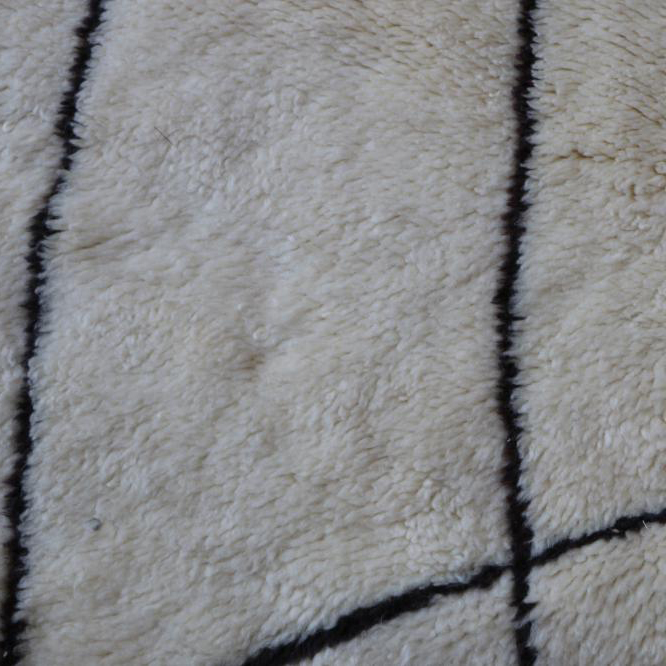 Moroccan custom rug from Beni Ourain, Wool and Thread, black and white