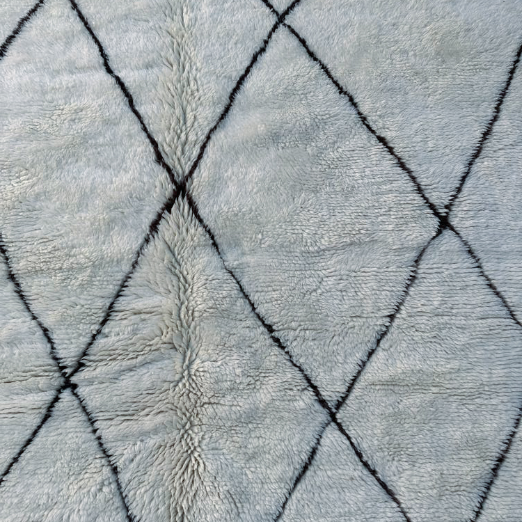 Moroccan custom rug from Beni Ourain, Wool and Thread, black and white