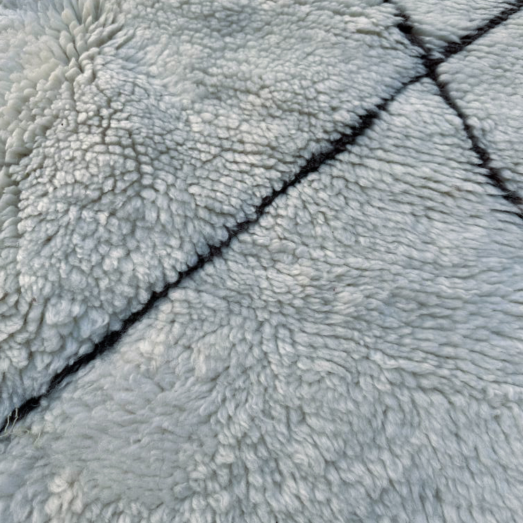 Moroccan custom rug from Beni Ourain, Wool and Thread, black and white