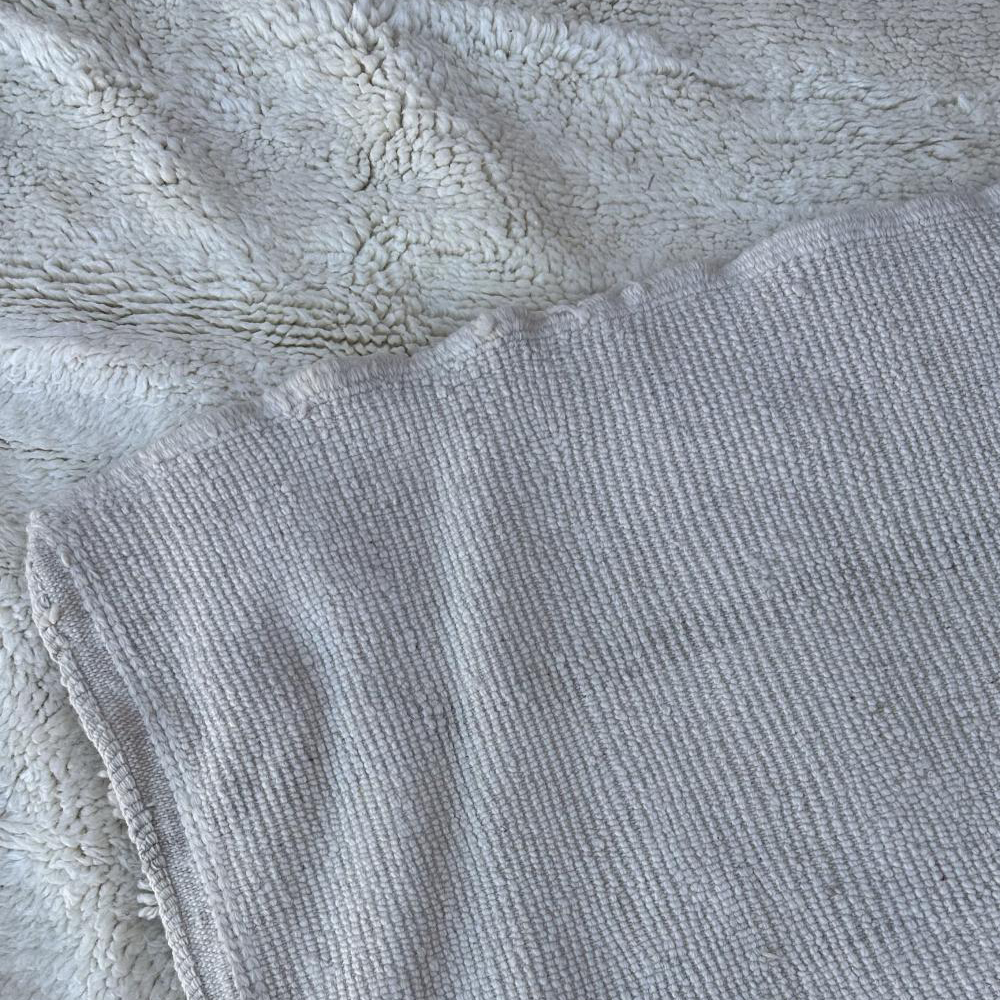 Moroccan custom rug from Beni Ourain, Wool and Thread, White