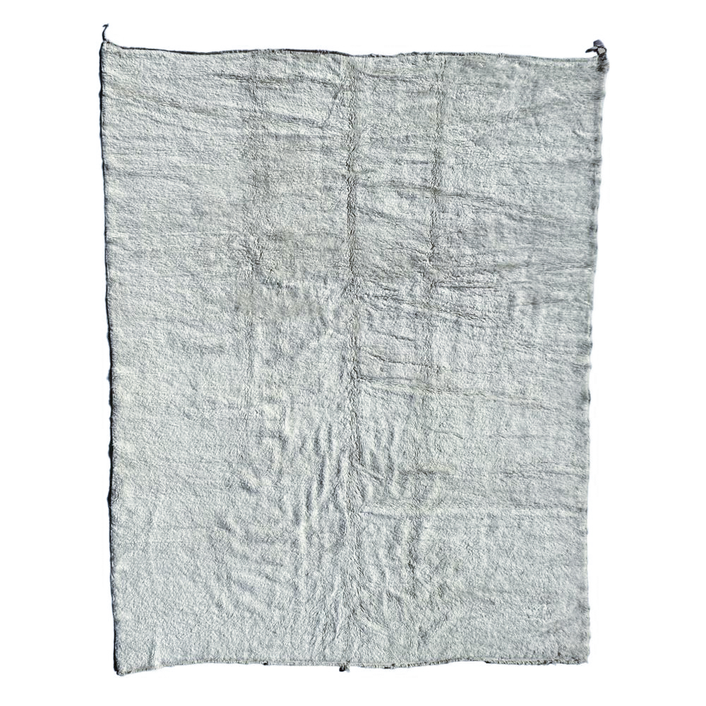 Moroccan custom rug from Beni Ourain, Wool and Thread, White