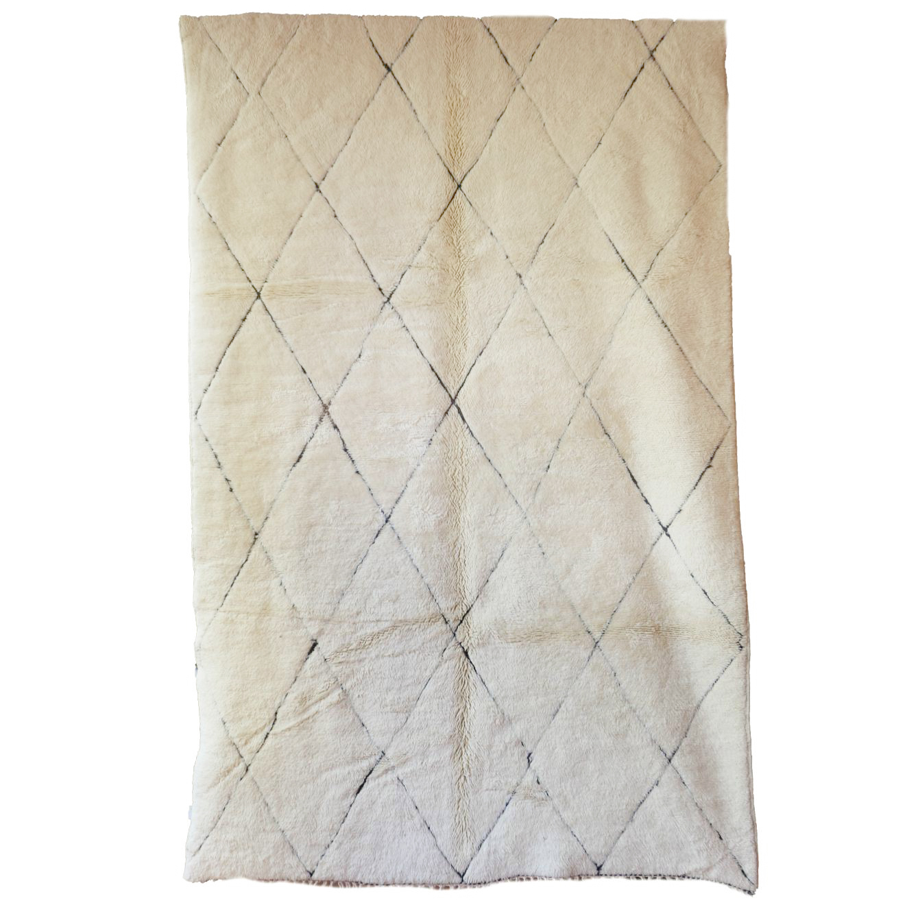 Moroccan custom rug from Beni Ourain, Wool and Thread, White