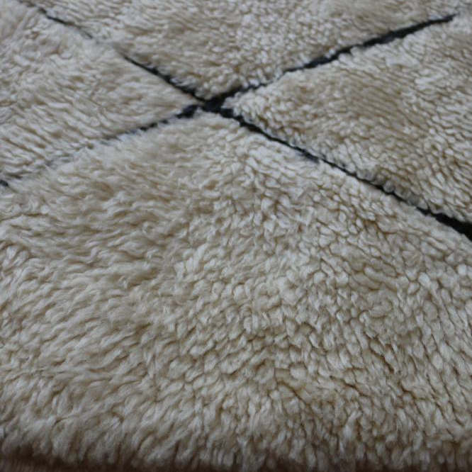 Moroccan custom rug from Beni Ourain, Wool and Thread, White